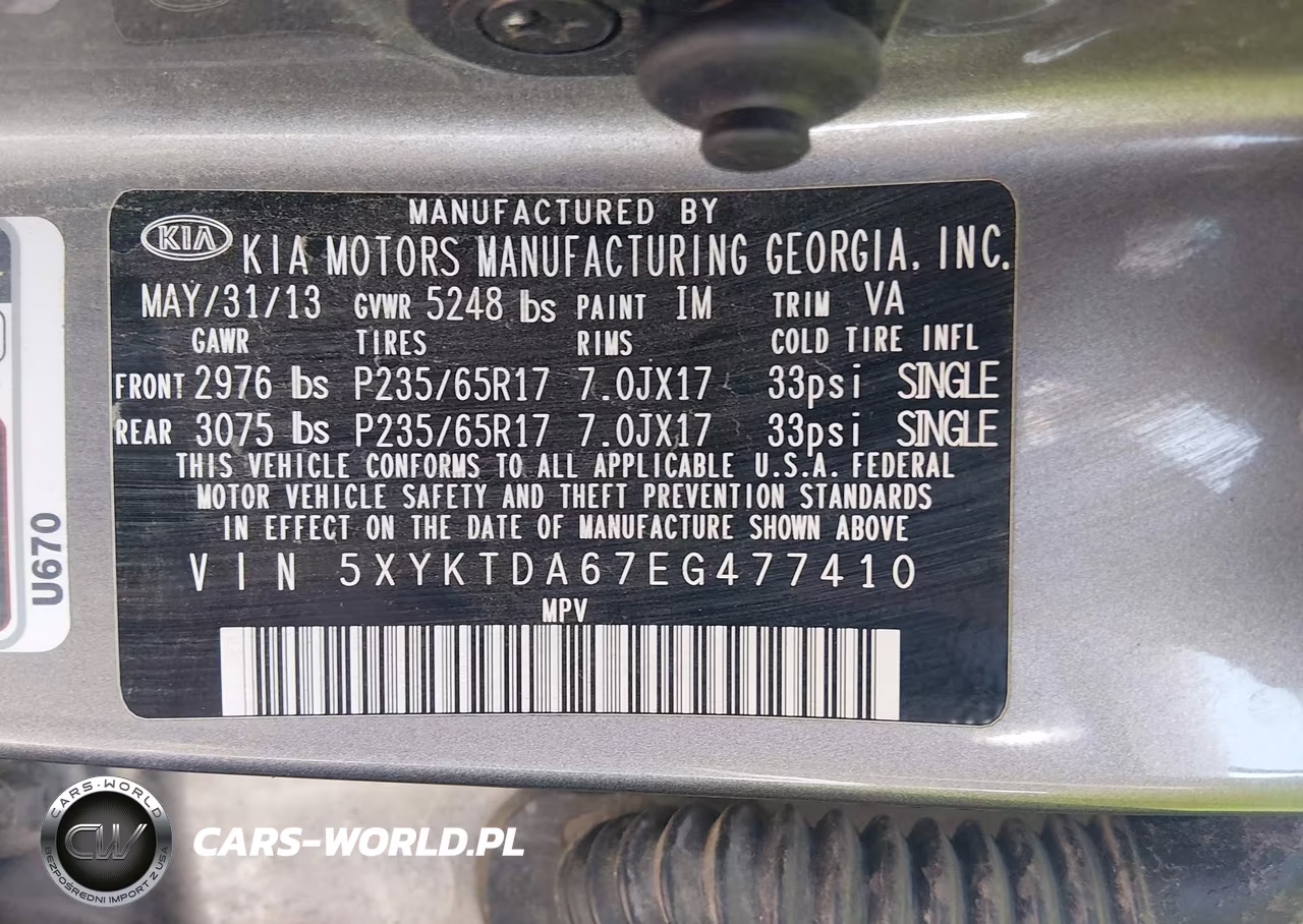 2014 Kia Sorento Lx VIN:5XYKTDA67EG477410 - 9
