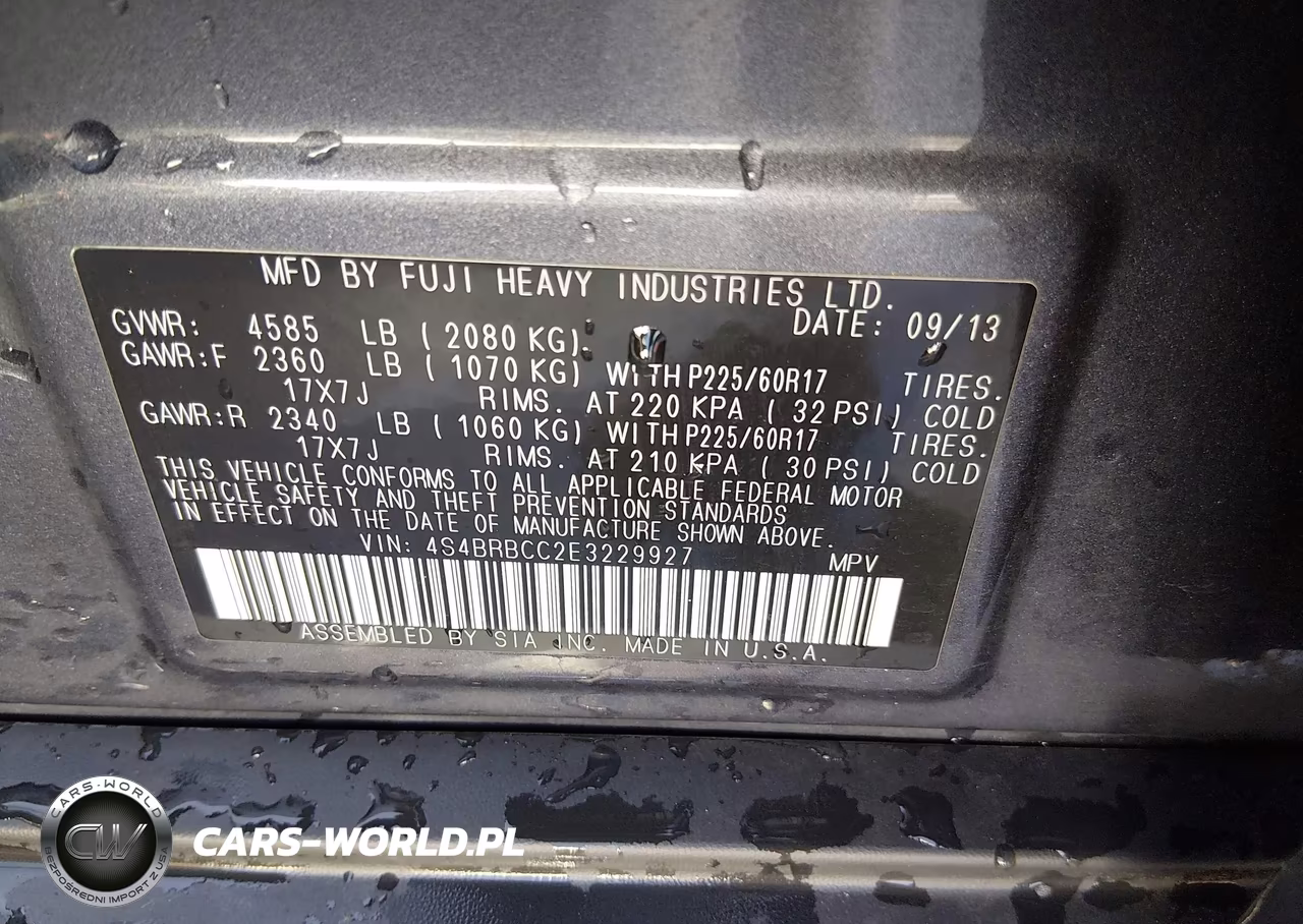 2014 Subaru Outback 2.5I Premium VIN:4S4BRBCC2E3229927 - 9