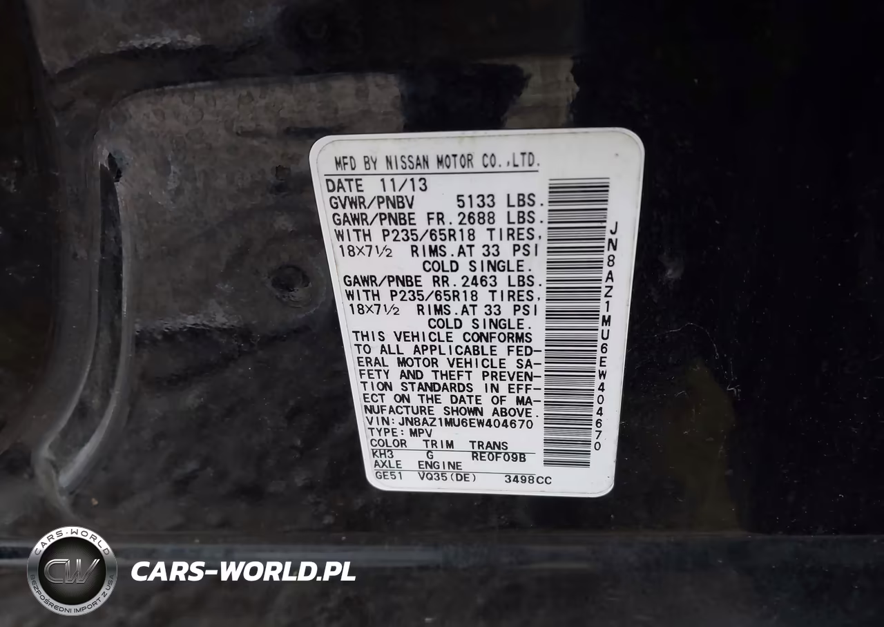 2014 Nissan Murano Sl VIN:JN8AZ1MU6EW404670 - 9