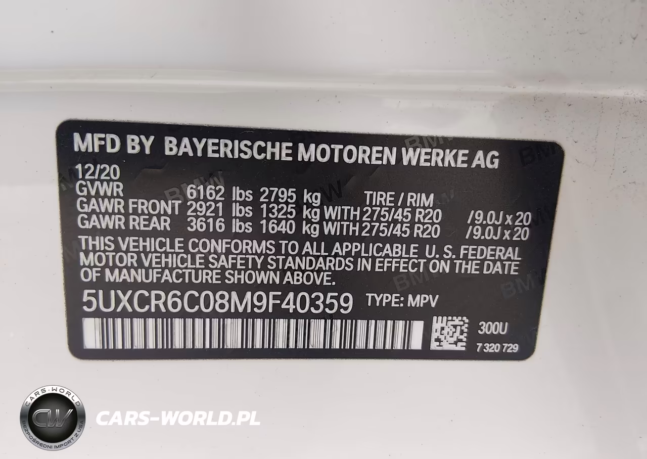 2021 BMW X5 xDrive40I VIN:5UXCR6C08M9F40359 - 9