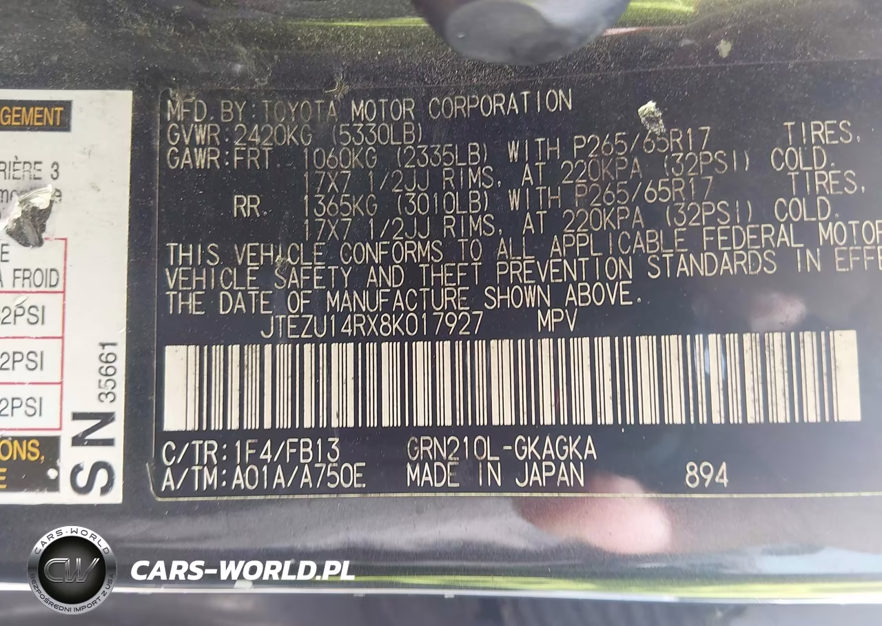 2008 Toyota 4Runner Sport V6 VIN:JTEZU14RX8K017927 - 9
