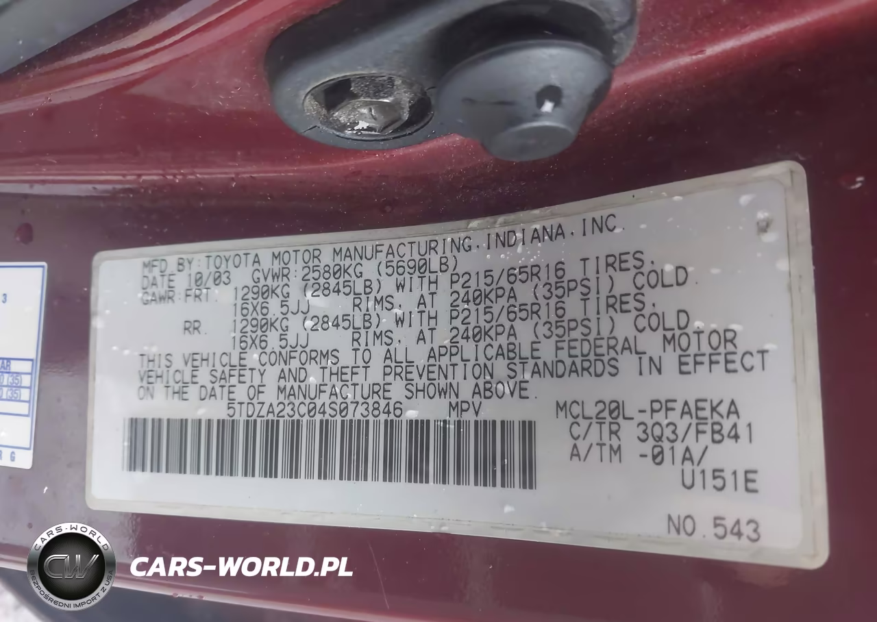 2004 Toyota Sienna Le VIN:5TDZA23C04S073846 - 9