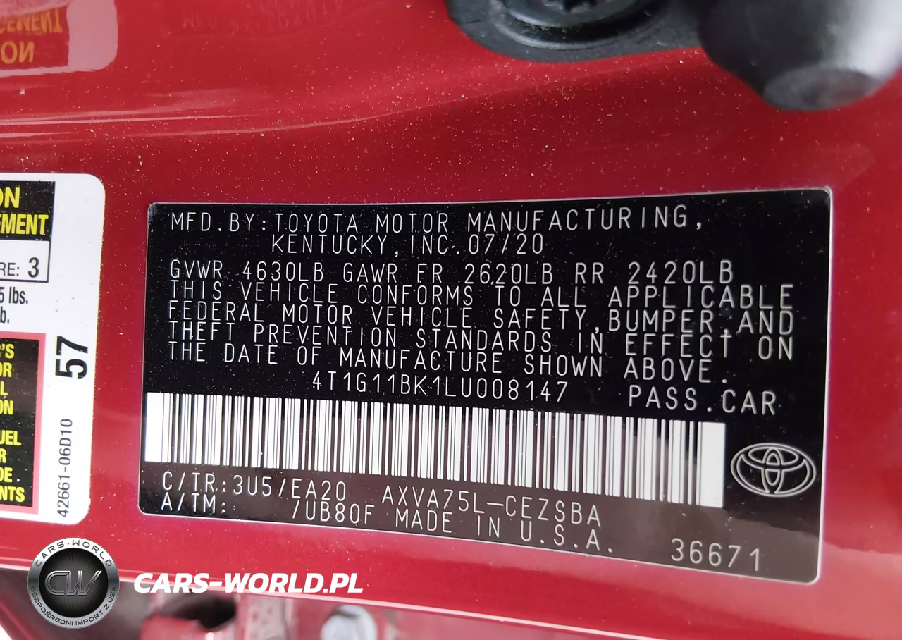 2020 Toyota Camry Se Awd VIN:4T1G11BK1LU008147 - 9