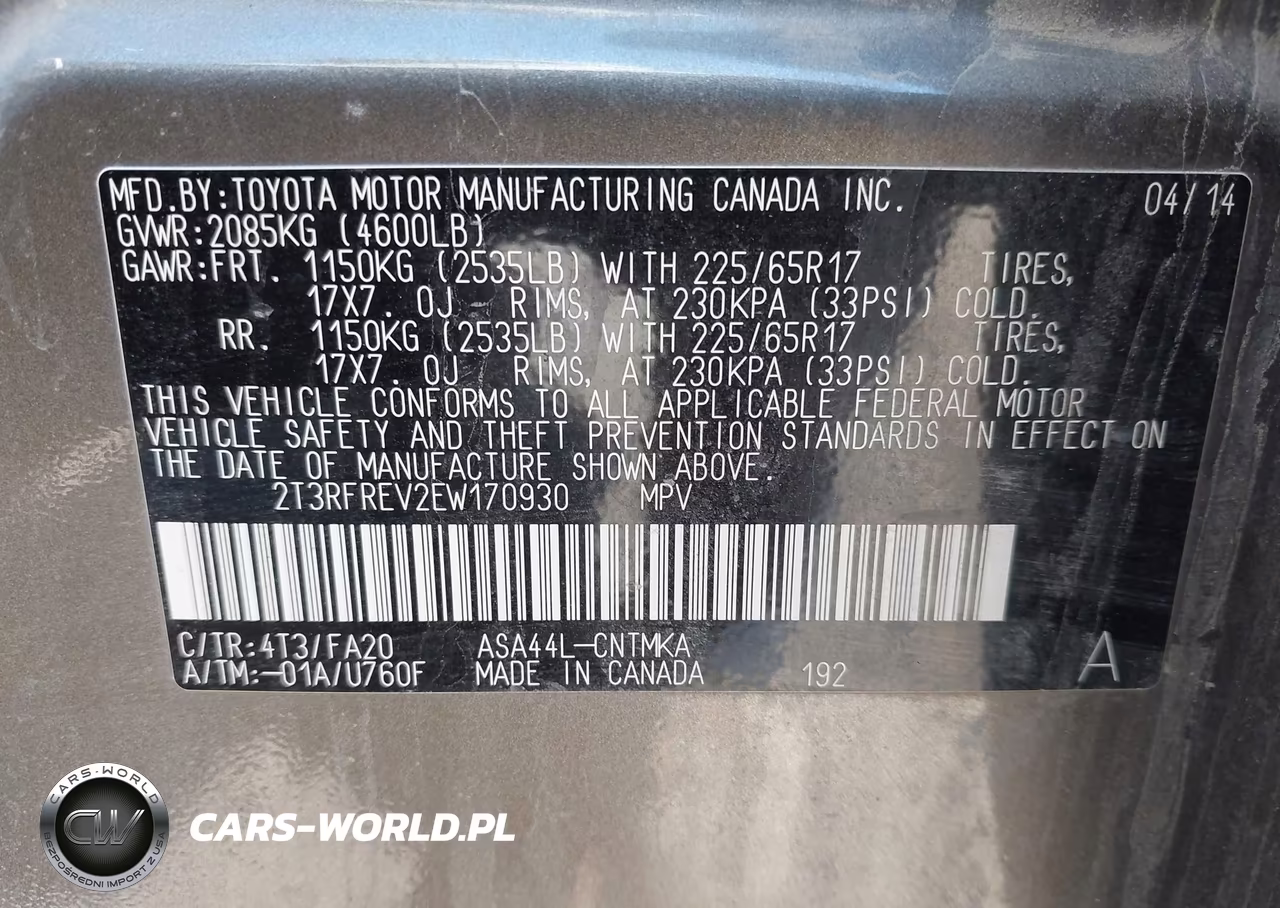 2014 Toyota Rav4 Xle VIN:2T3RFREV2EW170930 - 9