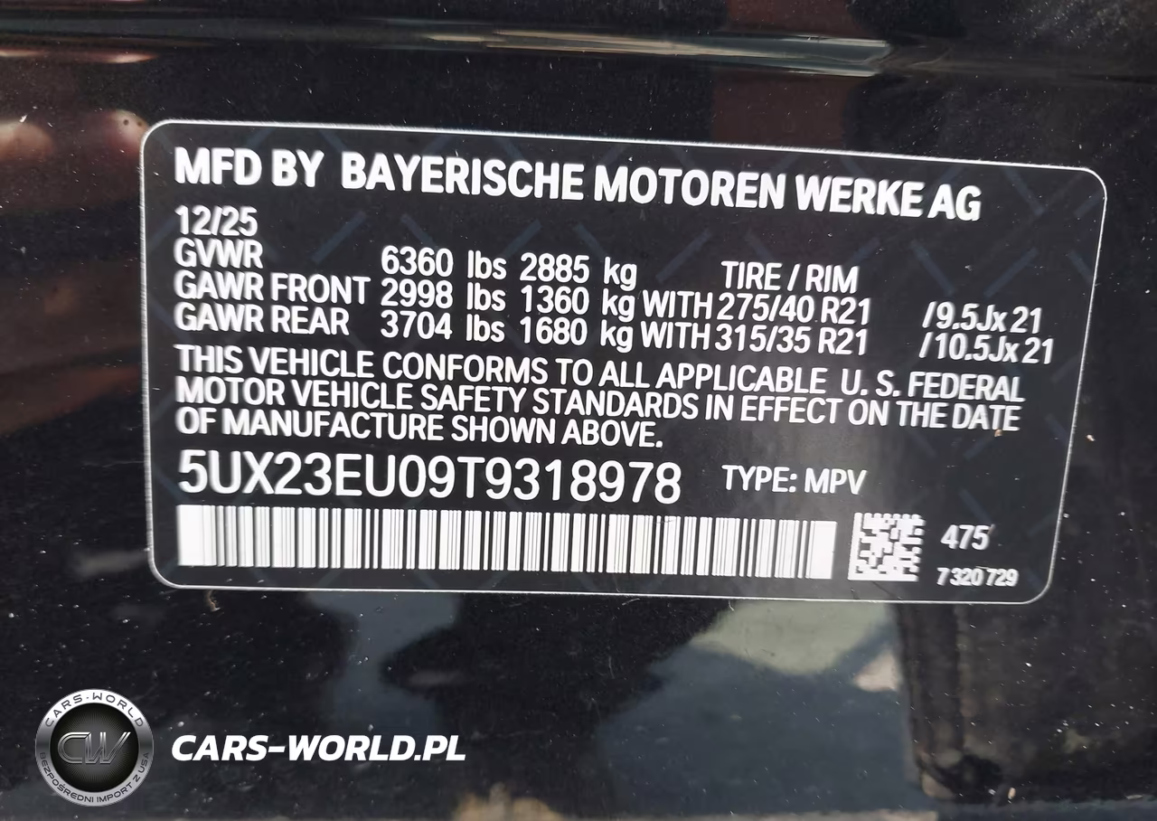 2026 BMW X5 xDrive40I VIN:5UX23EU09T9318978 - 9