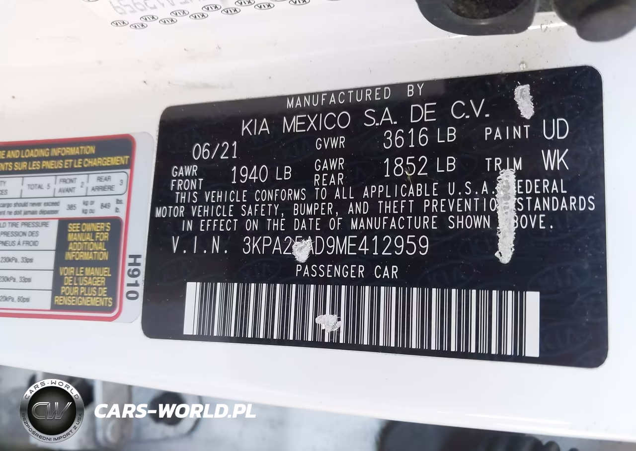 2021 Kia Rio 5-Door S VIN:3KPA25AD9ME412959 - 9