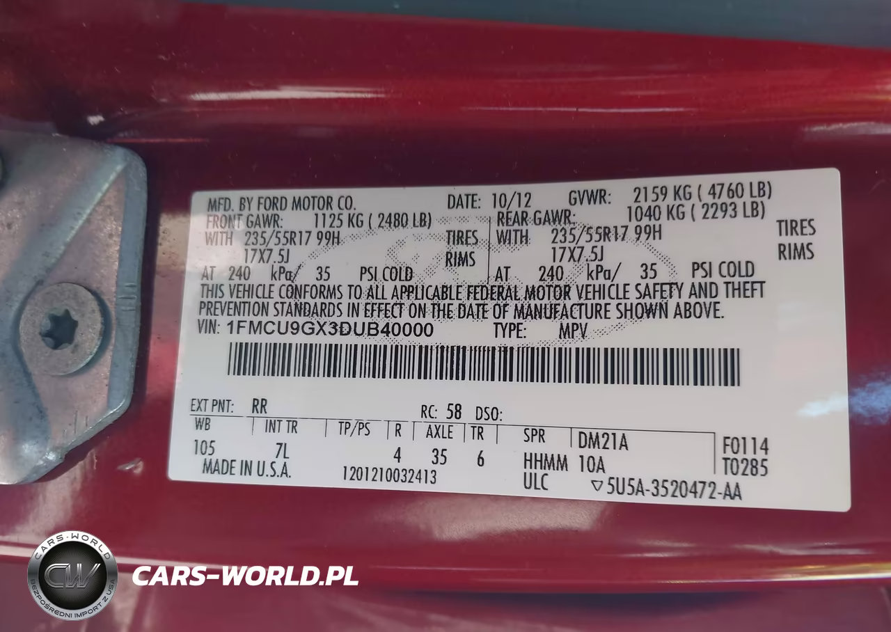 2013 Ford Escape Se VIN:1FMCU9GX3DUB40000 - 9