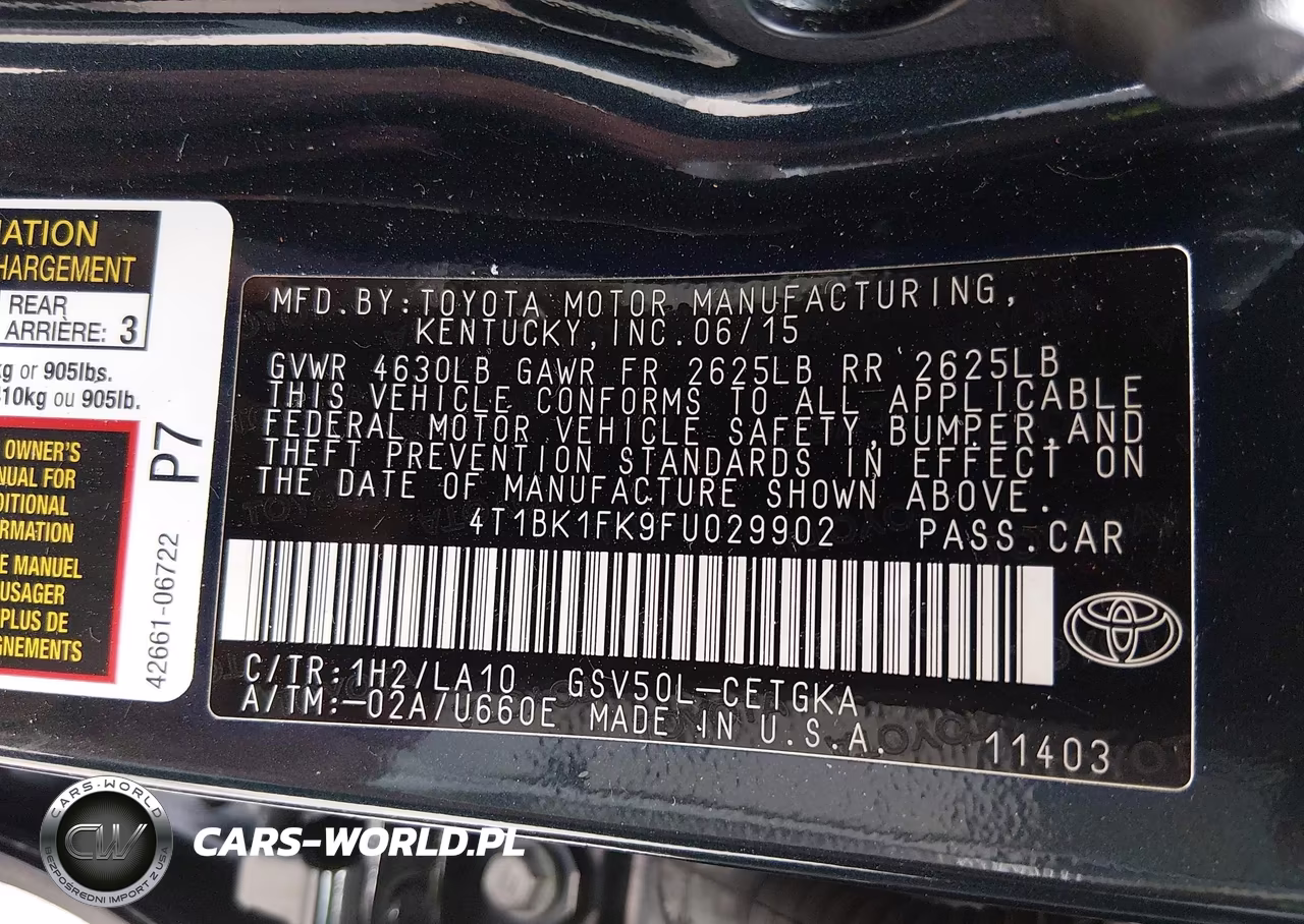 2015 Toyota Camry Xle V6 VIN:4T1BK1FK9FU029902 - 9