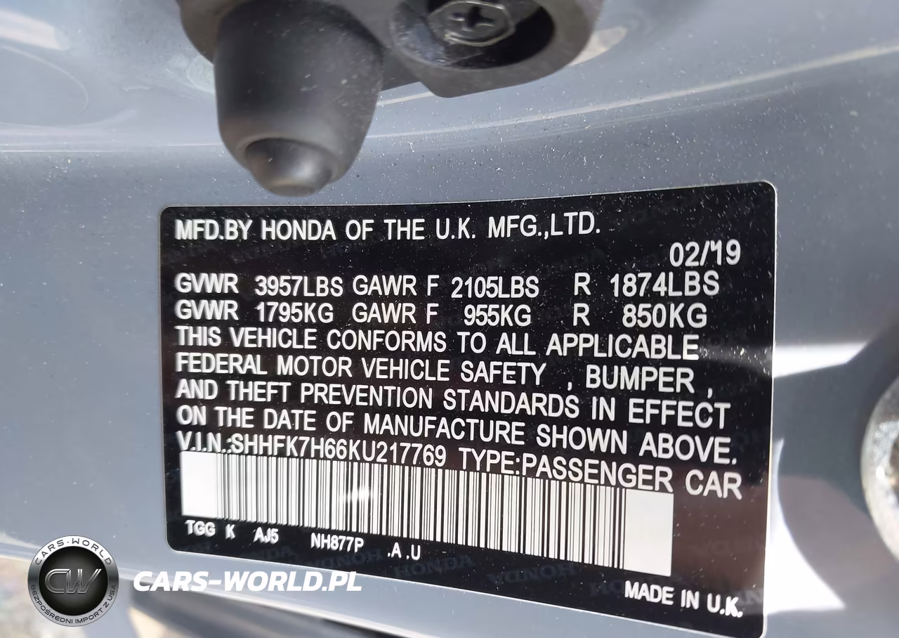 2019 Honda Civic Ex VIN:SHHFK7H66KU217769 - 9