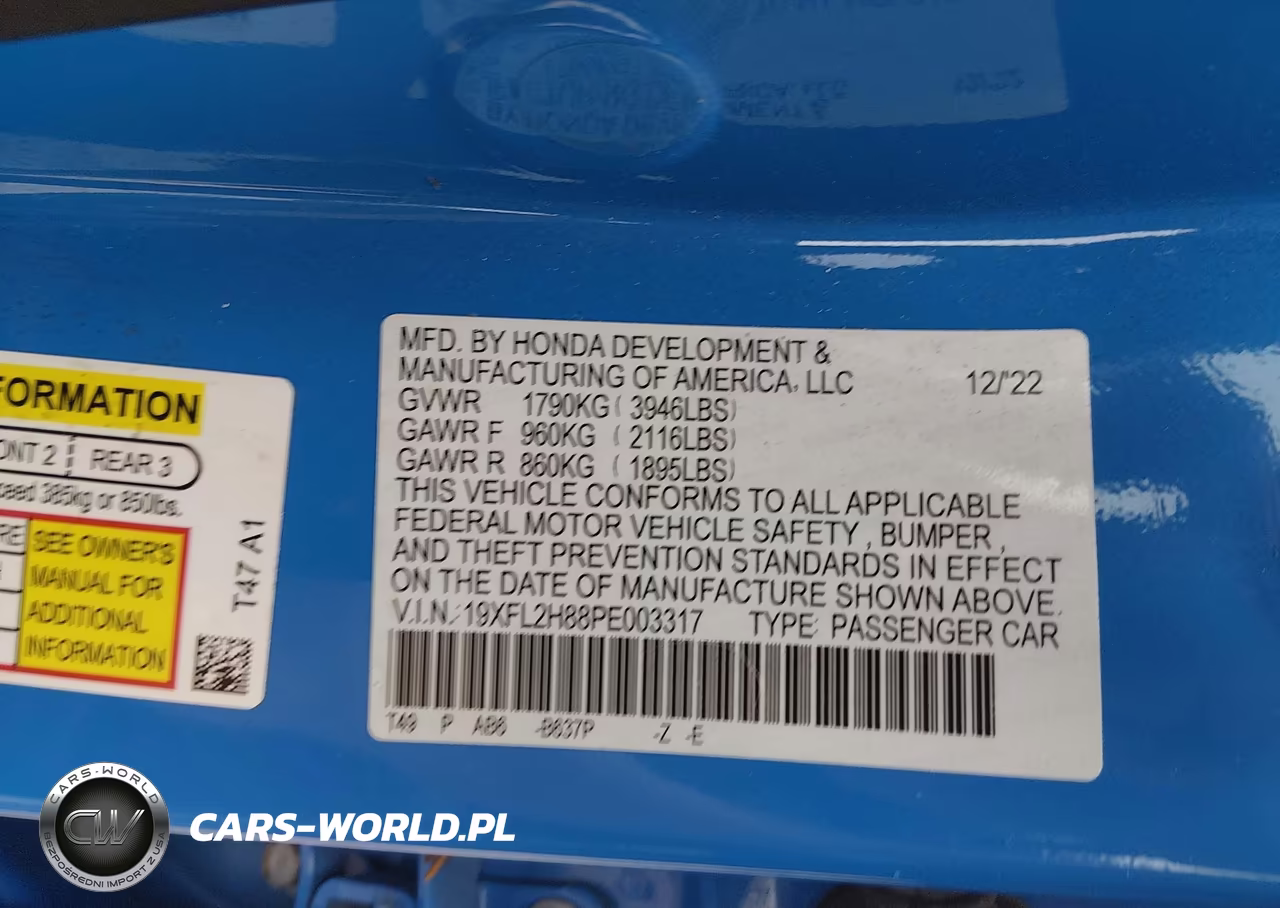 2023 Honda Civic Sport VIN:19XFL2H88PE003317 - 9