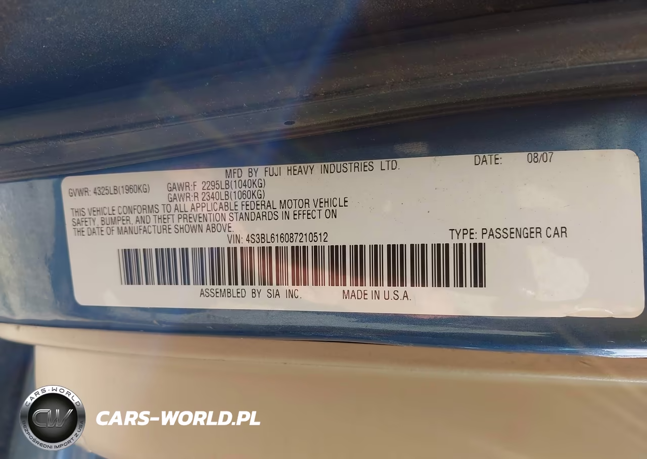 2008 Subaru Legacy (Natl) 2.5I (A4)-Special Edition VIN:4S3BL616087210512 - 9