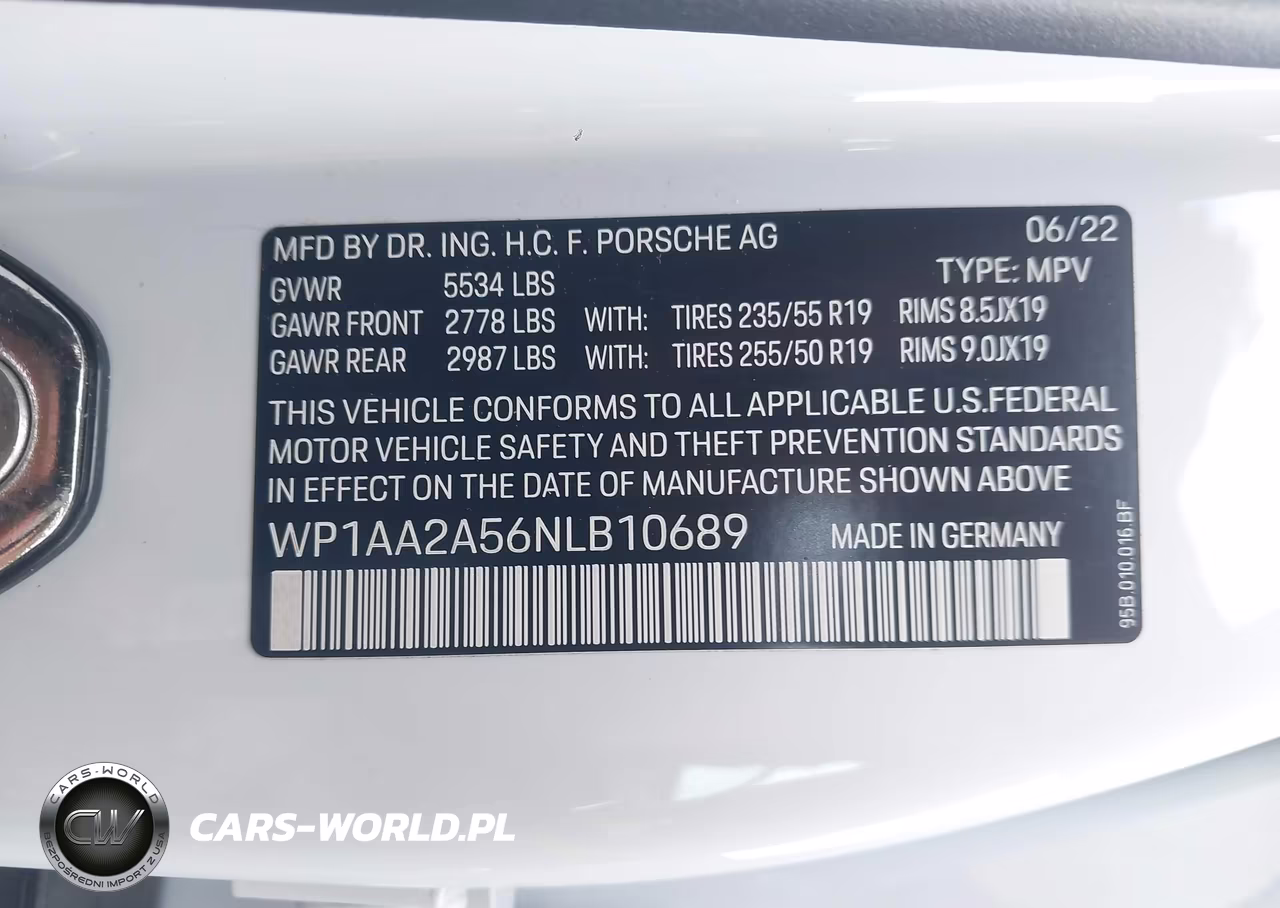 2022 Porsche Macan VIN:WP1AA2A56NLB10689 - 9