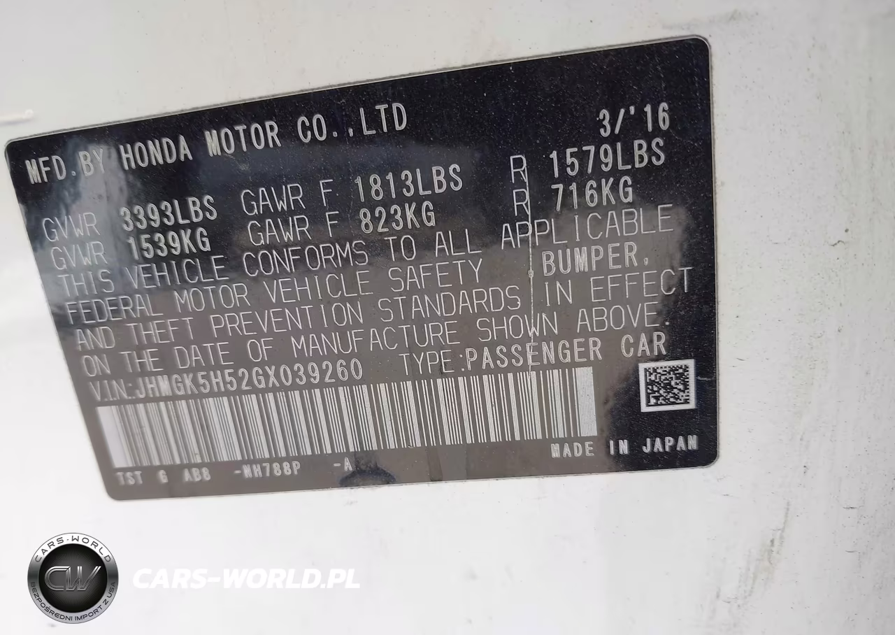 2016 Honda Fit Lx VIN:JHMGK5H52GX039260 - 9