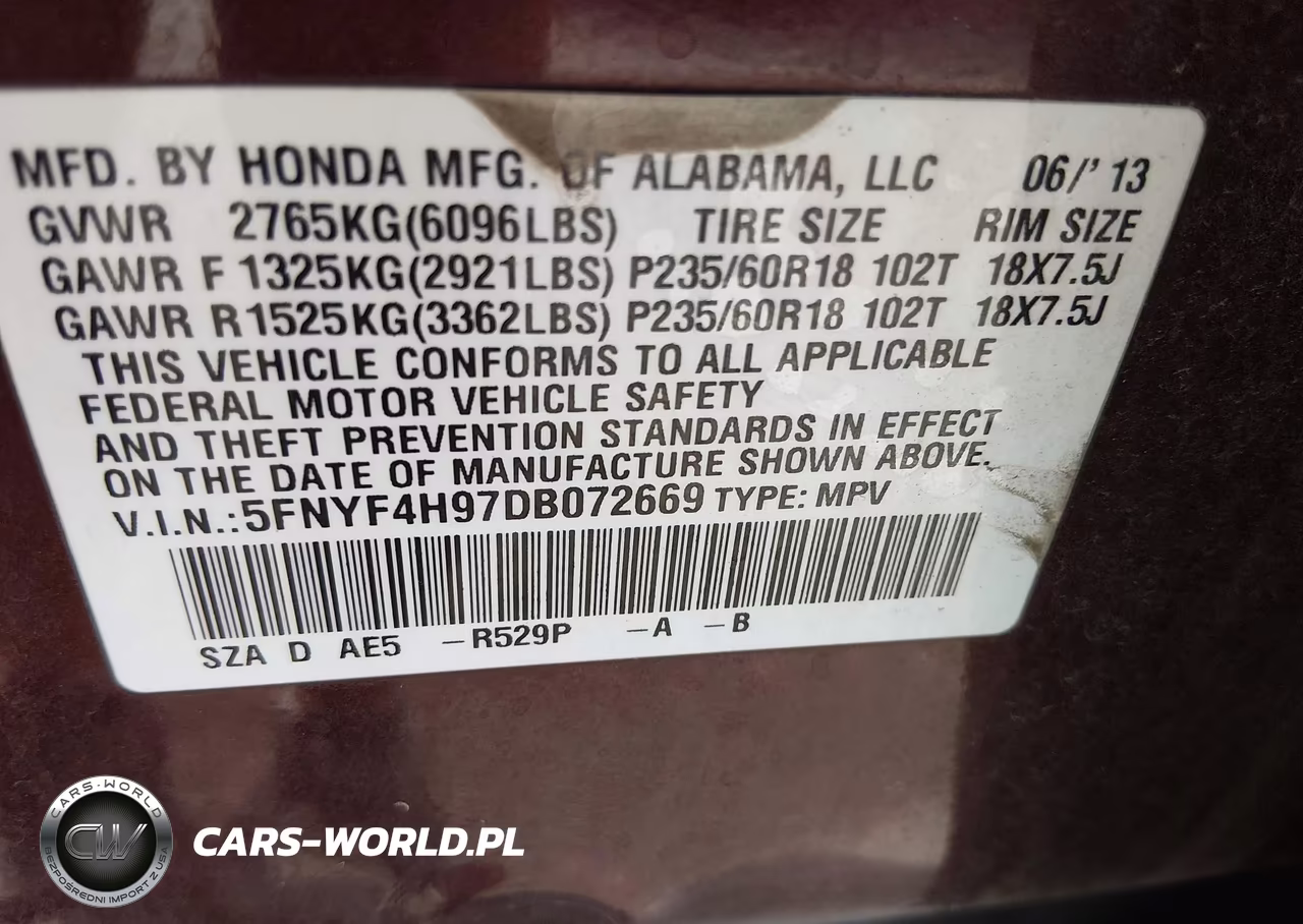 2013 Honda Pilot Touring VIN:5FNYF4H97DB072669 - 9