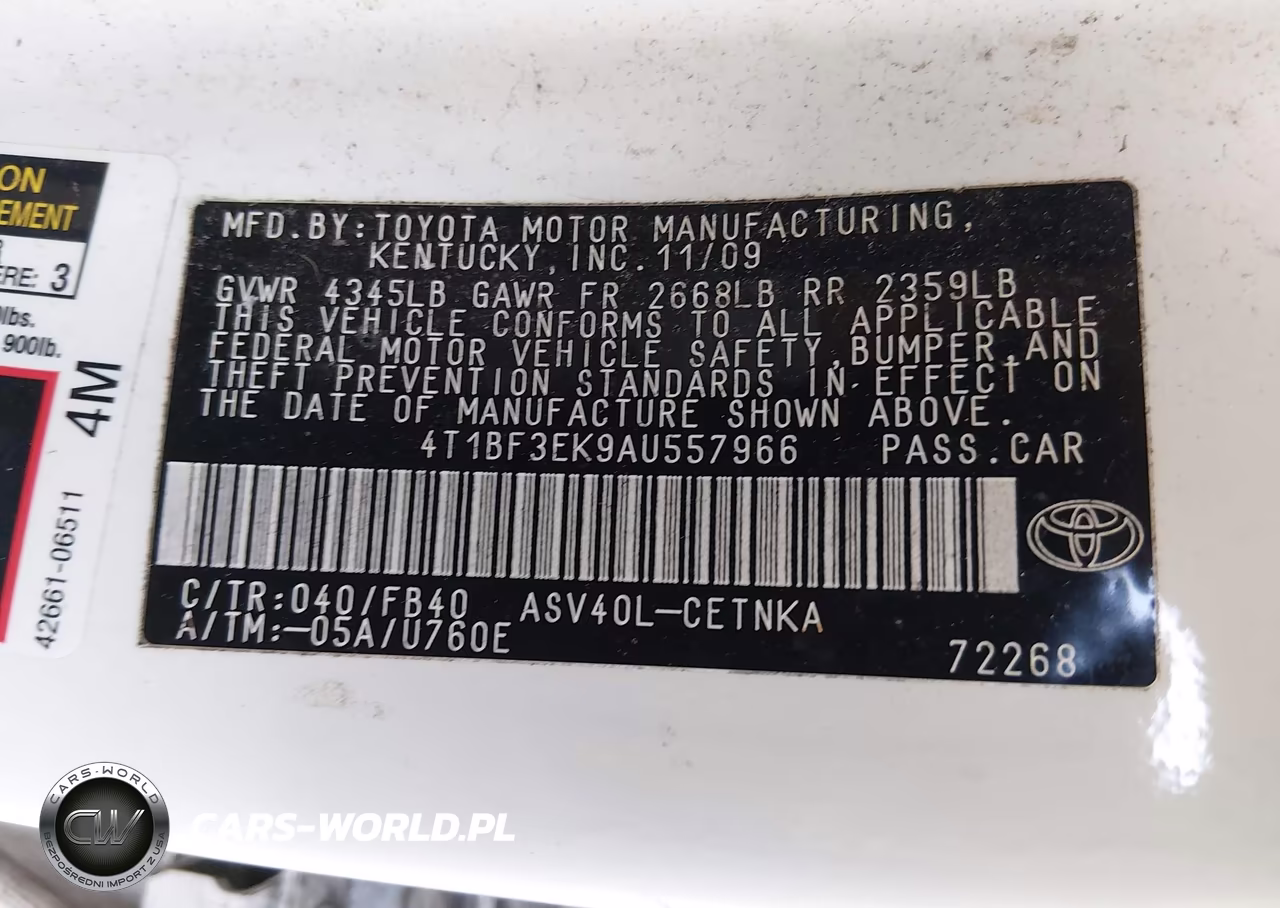 2010 Toyota Camry Le VIN:4T1BF3EK9AU557966 - 9