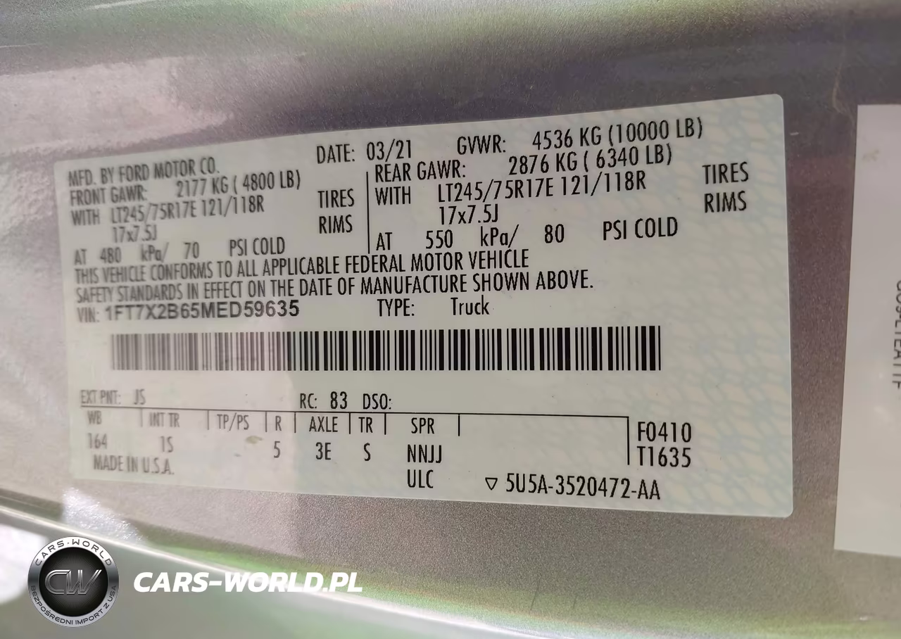 2021 Ford F-250 Xl VIN:1FT7X2B65MED59635 - 9