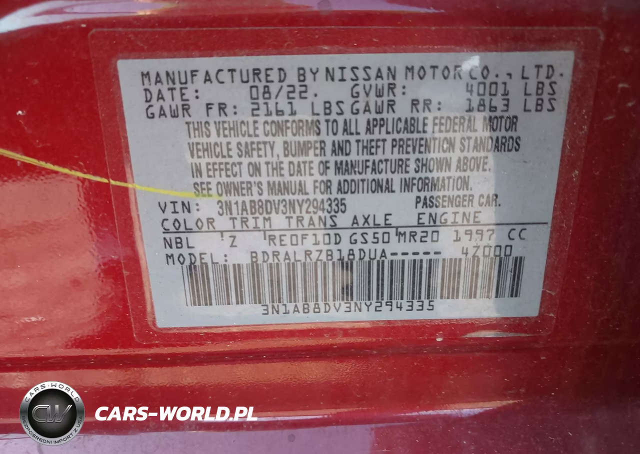 2022 Nissan Sentra Sr Xtronic Cvt VIN:3N1AB8DV3NY294335 - 9
