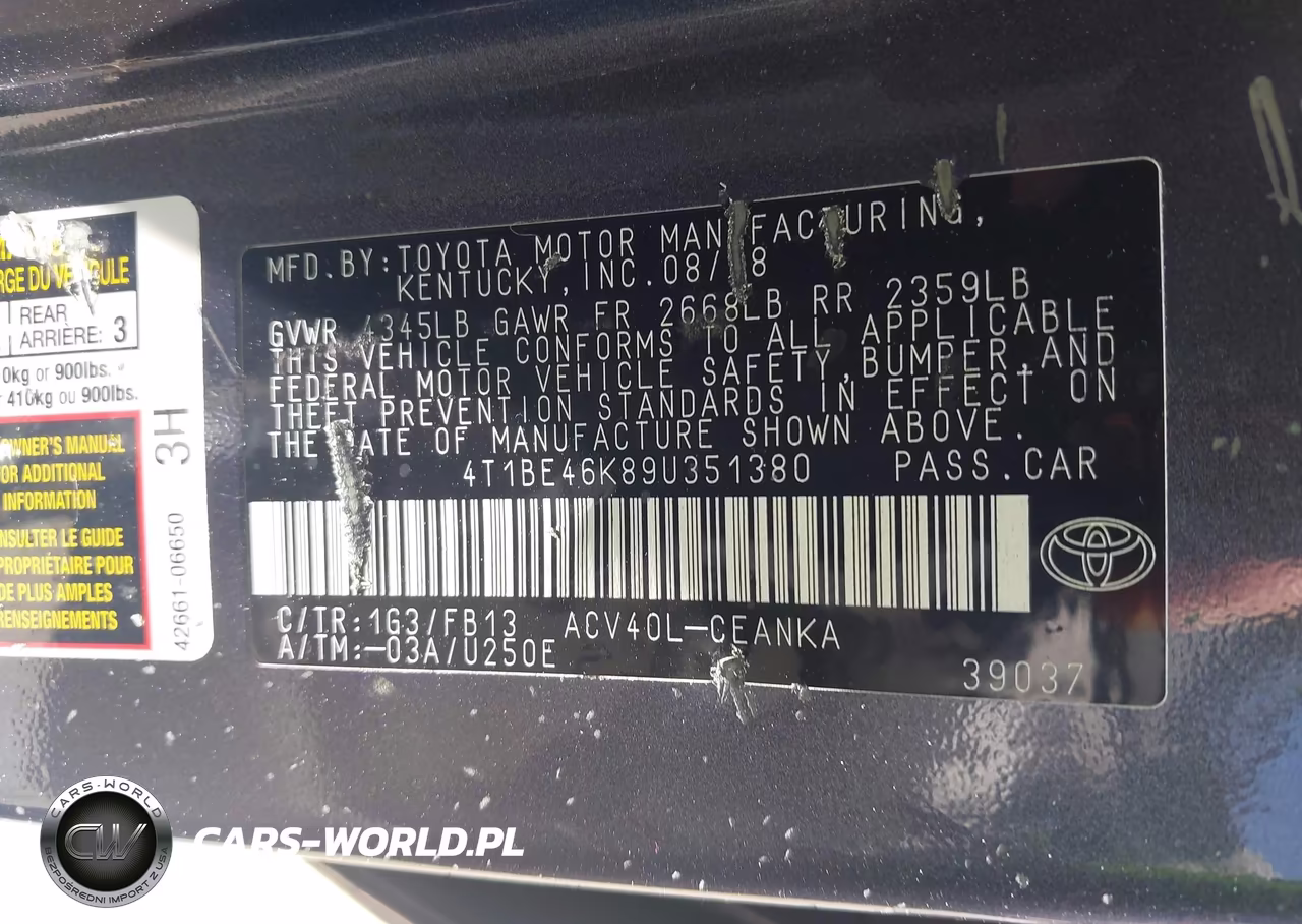 2009 Toyota Camry Le VIN:4T1BE46K89U351380 - 9