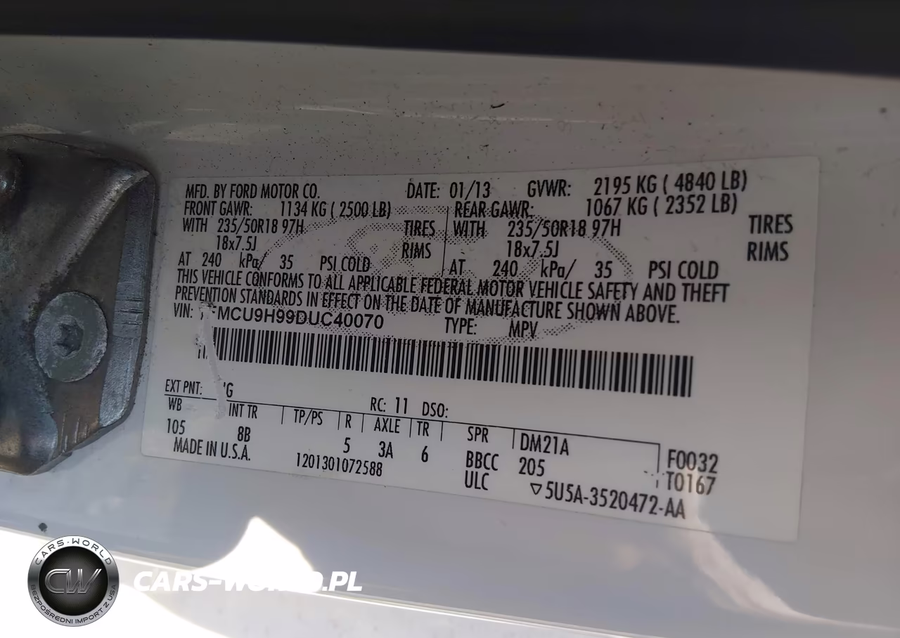 2013 Ford Escape Sel VIN:1FMCU9H99DUC40070 - 9