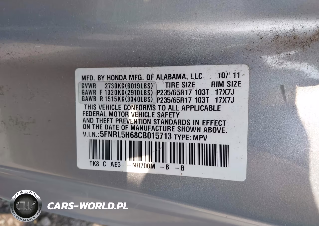2012 Honda Odyssey Ex-L VIN:5FNRL5H68CB015713 - 9