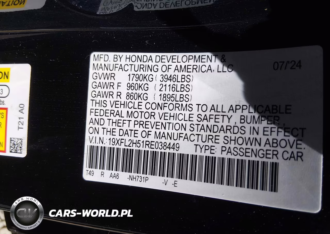 2024 Honda Civic Lx VIN:19XFL2H51RE038449 - 9