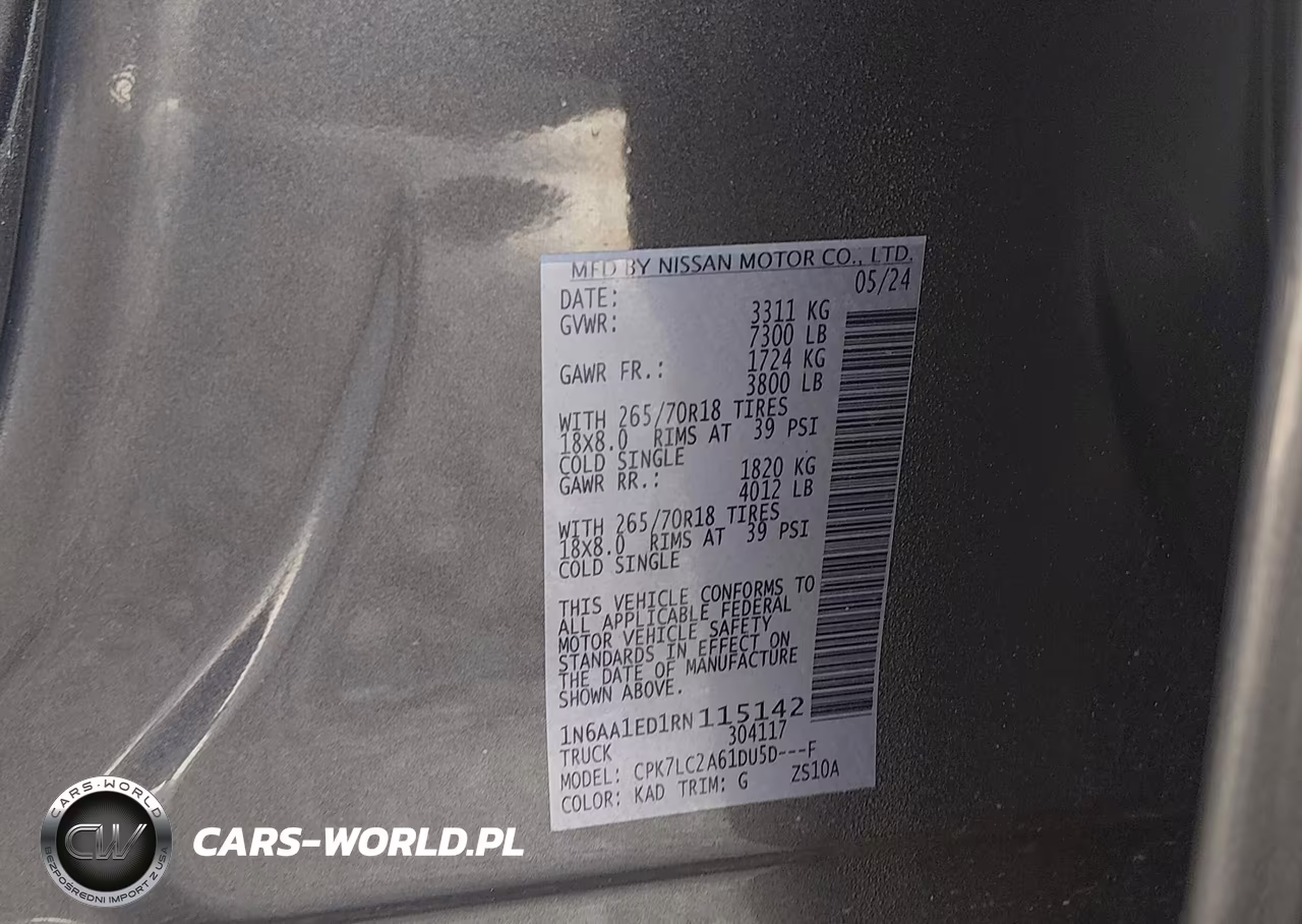 2024 Nissan Titan Sv 4X4 VIN:1N6AA1ED1RN115142 - 9