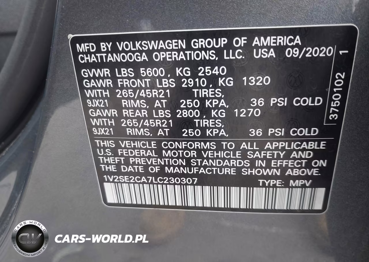 2020 Volkswagen Atlas Cross Sport 3.6L V6 Sel R-Line VIN:1V2SE2CA7LC230307 - 9