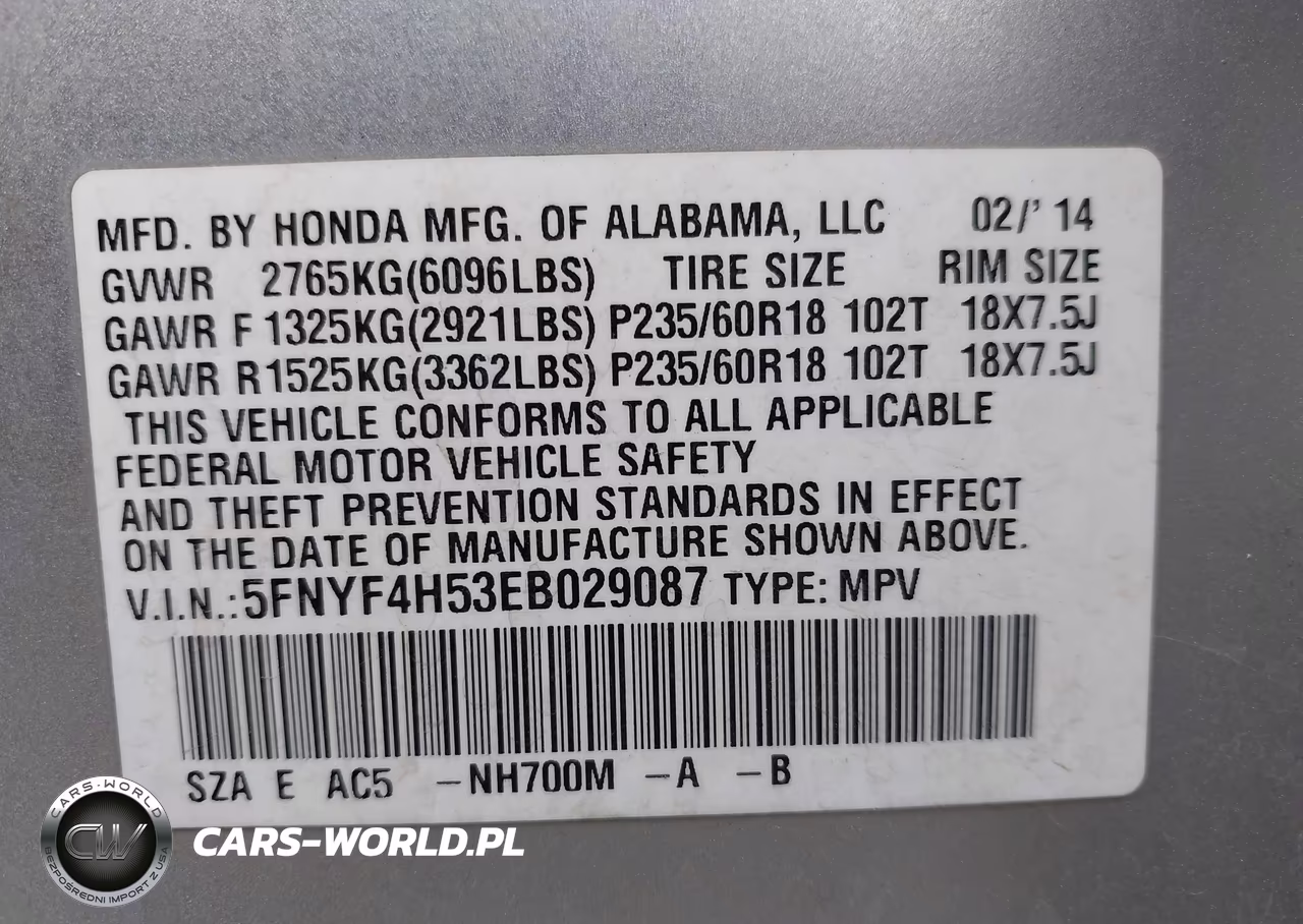 2014 Honda Pilot Ex-L VIN:5FNYF4H53EB029087 - 9