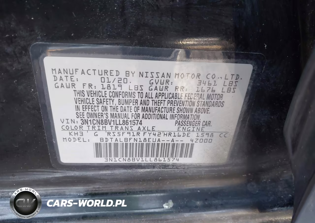 2020 Nissan Versa S 5-Speed Manual Transmission VIN:3N1CN8BV1LL861574 - 9