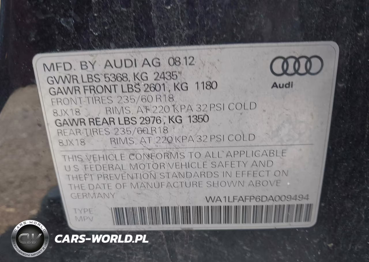 2013 Audi Q5 2.0T Premium VIN:WA1LFAFP6DA009494 - 9