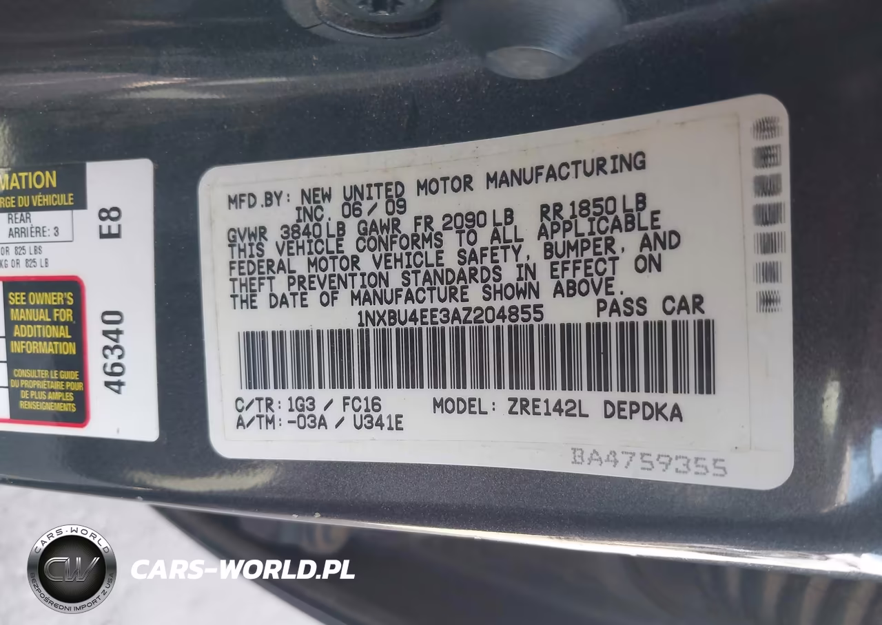 2010 Toyota Corolla Le VIN:1NXBU4EE3AZ204855 - 9