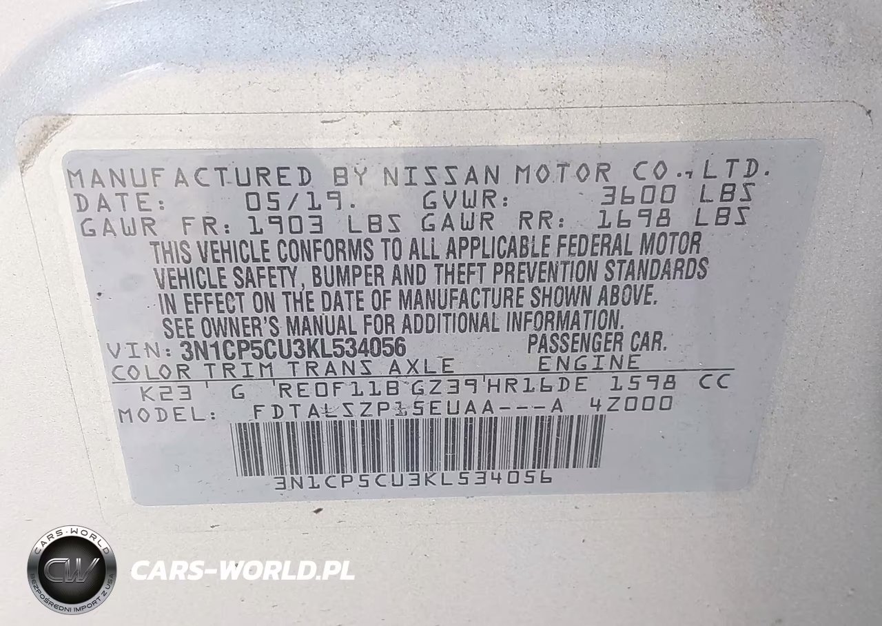 2019 Nissan Kicks Sv VIN:3N1CP5CU3KL534056 - 9