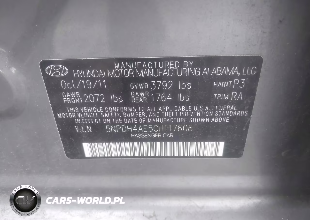 2012 Hyundai Elantra Gls VIN:5NPDH4AE5CH117608 - 9