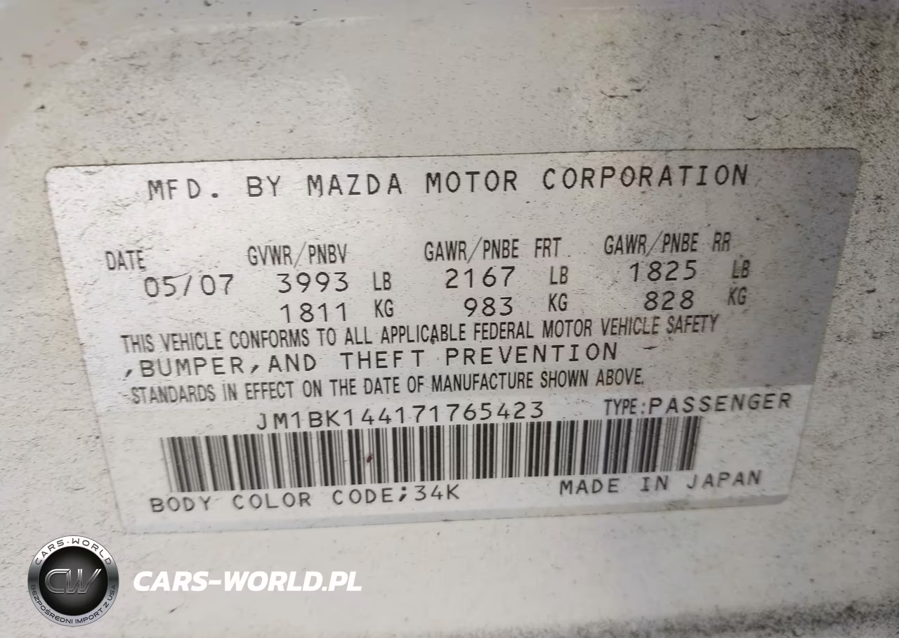 2007 Mazda Mazda3 S Sport VIN:JM1BK144171765423 - 9