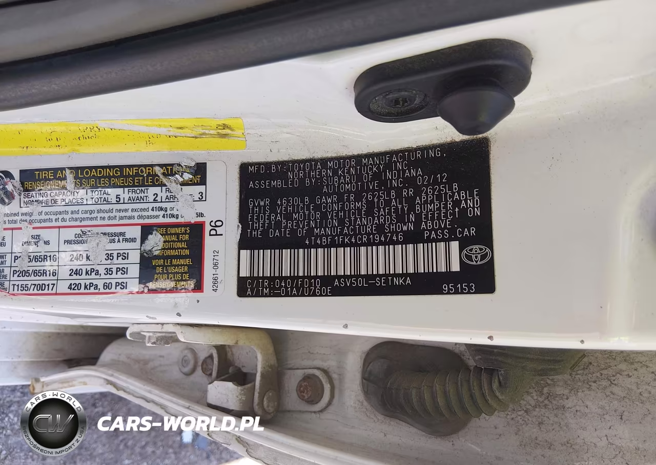 2012 Toyota Camry Le VIN:4T4BF1FK4CR194746 - 9