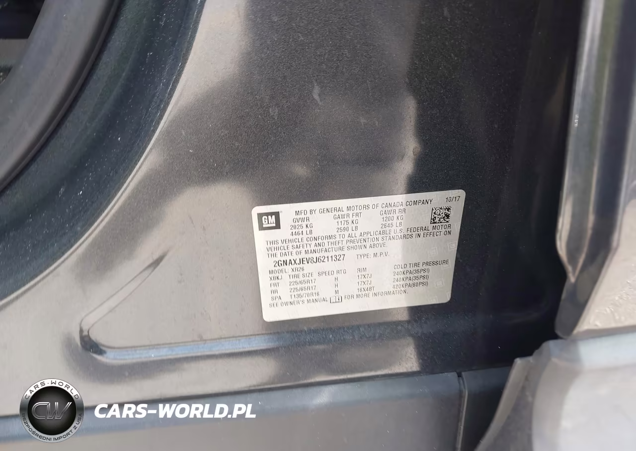 2018 Chevrolet Equinox Lt VIN:2GNAXJEV8J6211327 - 9