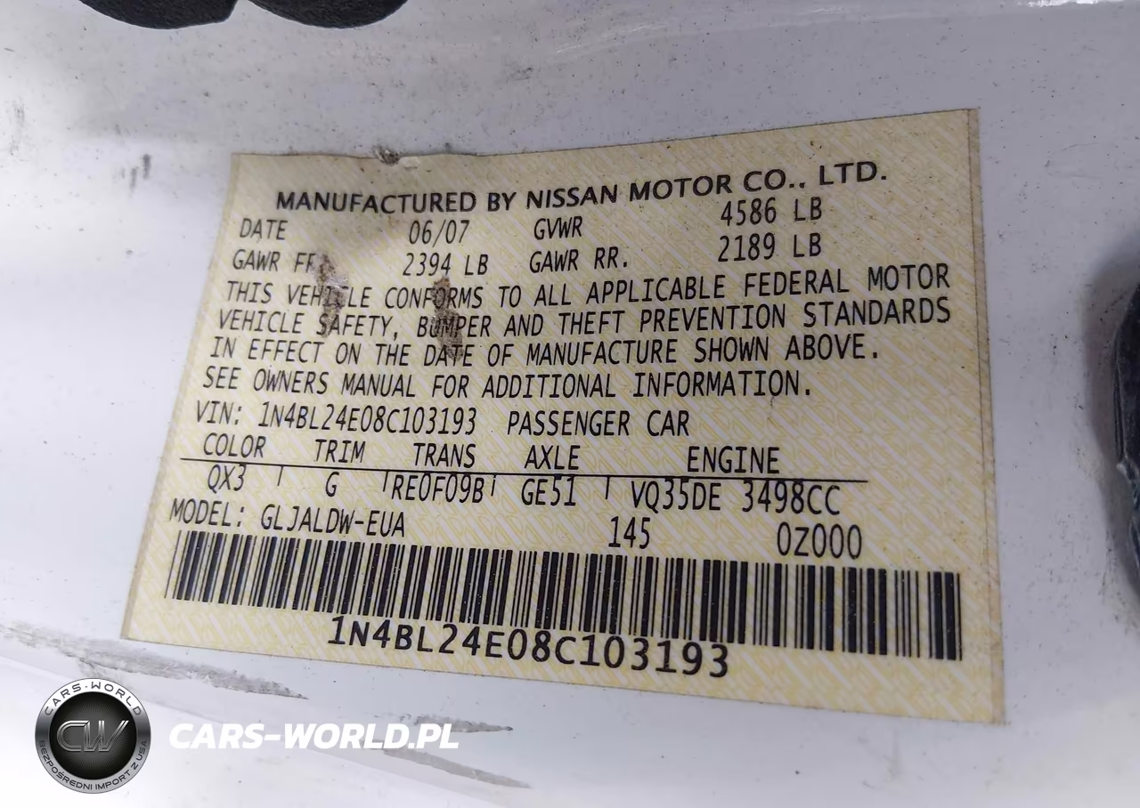 2008 Nissan Altima 3.5 Se VIN:1N4BL24E08C103193 - 9
