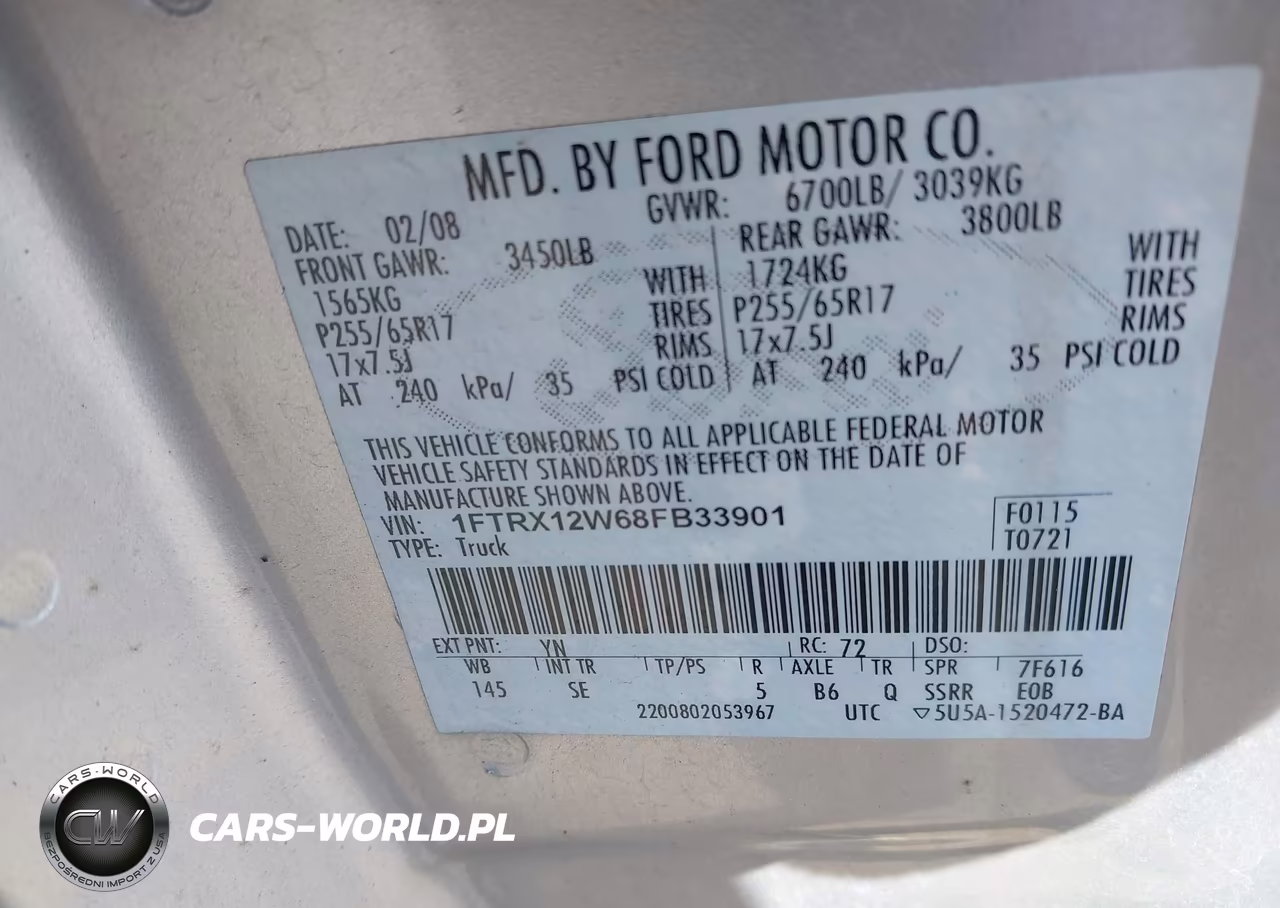 2008 Ford F-150 60Th Anniversary-Fx2-Stx-Xl-Xlt VIN:1FTRX12W68FB33901 - 9