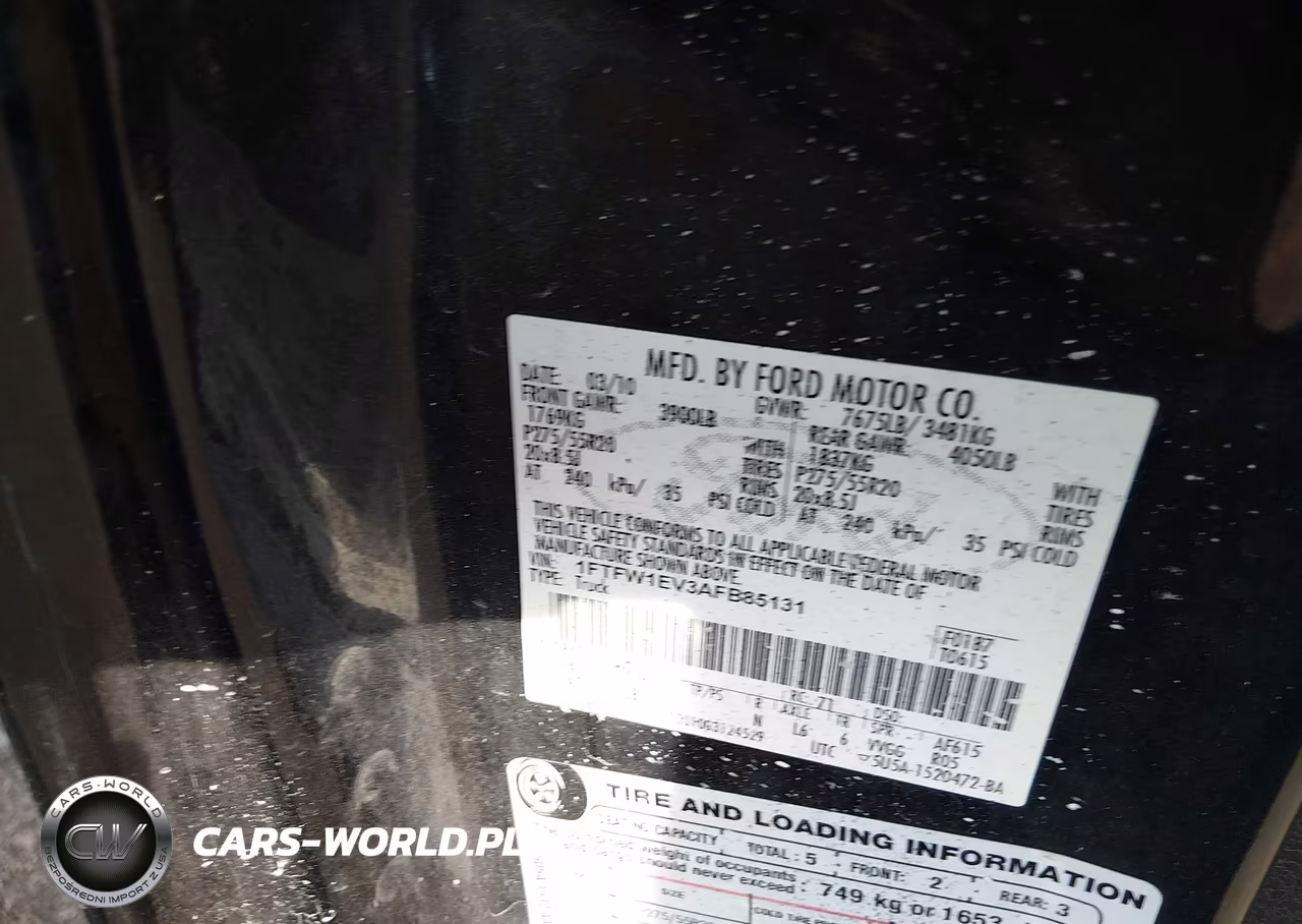 2010 Ford F-150 Fx4 VIN:1FTFW1EV3AFB85131 - 9