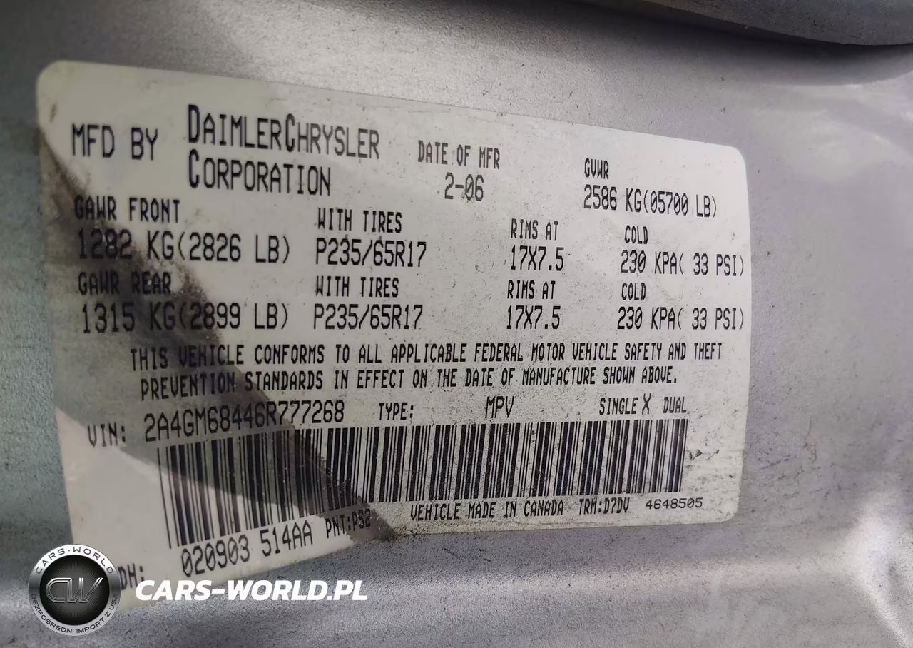 2006 Chrysler Pacifica Touring VIN:2A4GM68446R777268 - 9