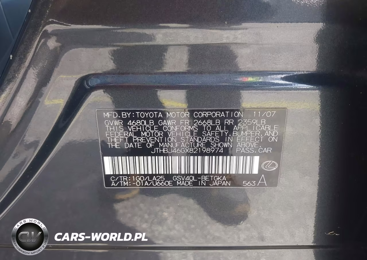 2008 Lexus Es 350 VIN:JTHBJ46GX82198974 - 9