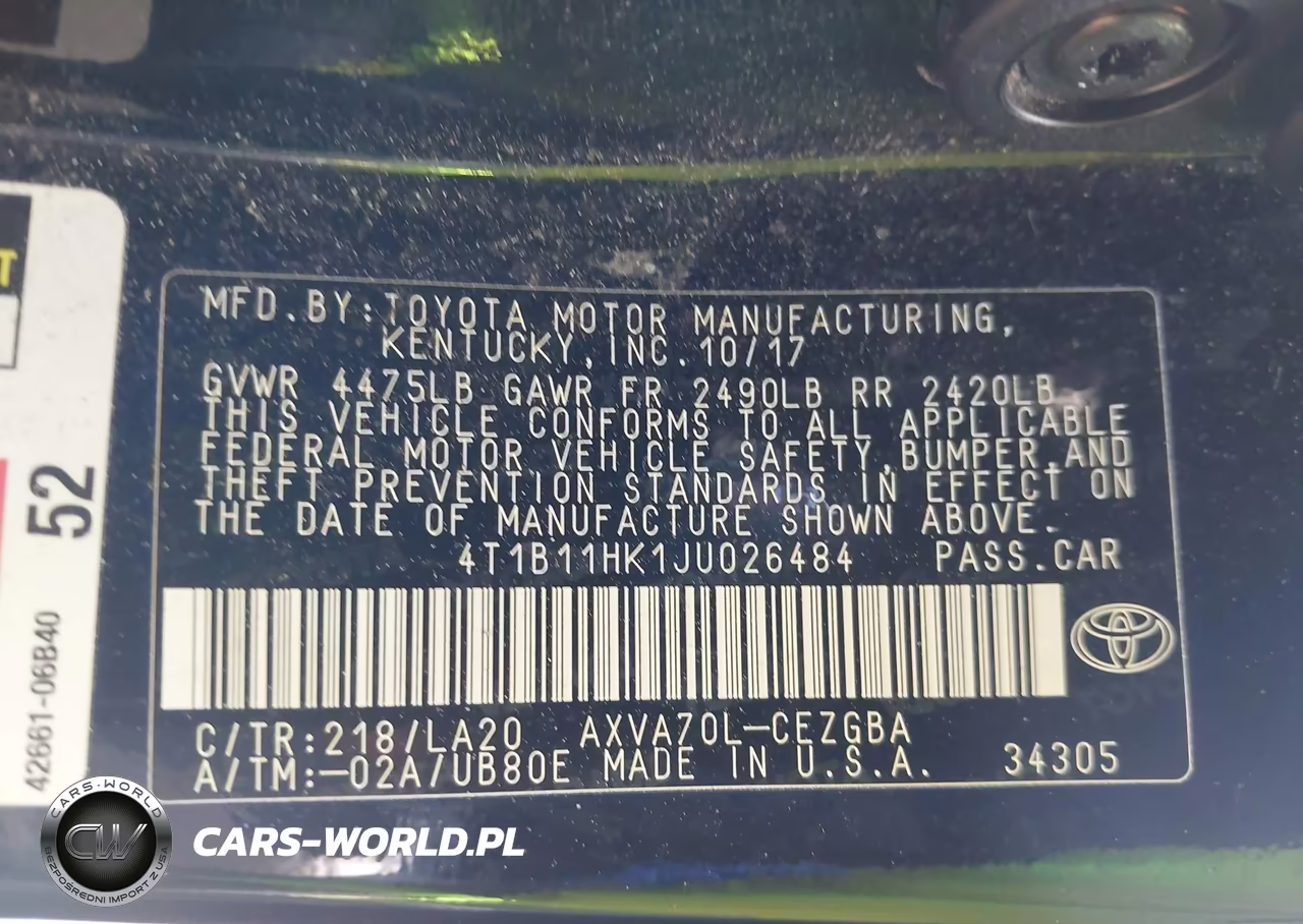 2018 Toyota Camry Xle VIN:4T1B11HK1JU026484 - 9