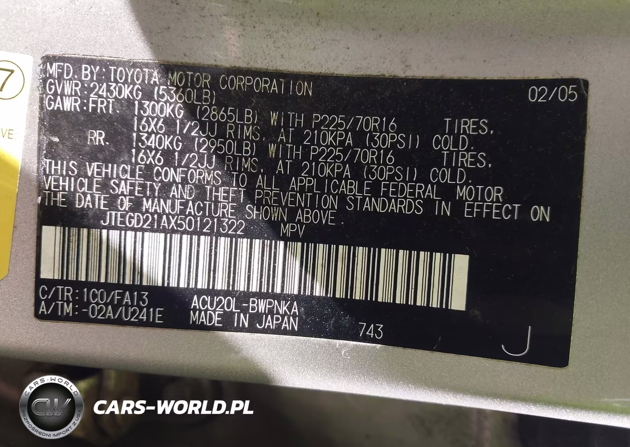 2005 Toyota Highlander VIN:JTEGD21AX50121322 - 9