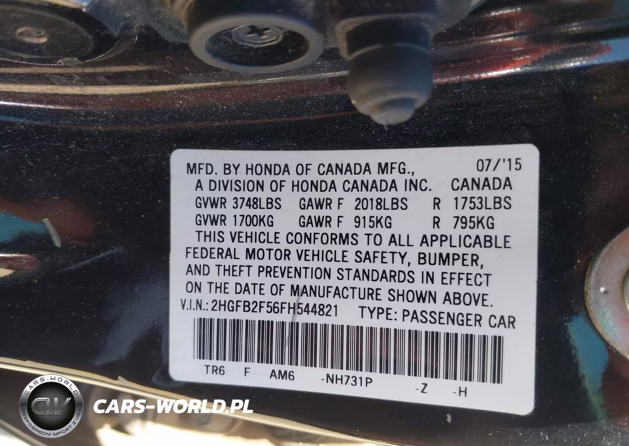 2015 Honda Civic Lx VIN:2HGFB2F56FH544821 - 9