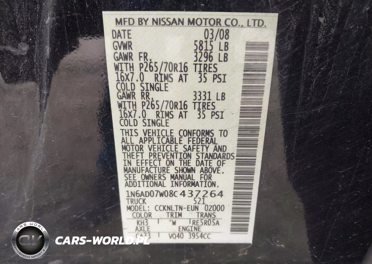 2008 Nissan Frontier Se VIN:1N6AD07W08C437264 - 9