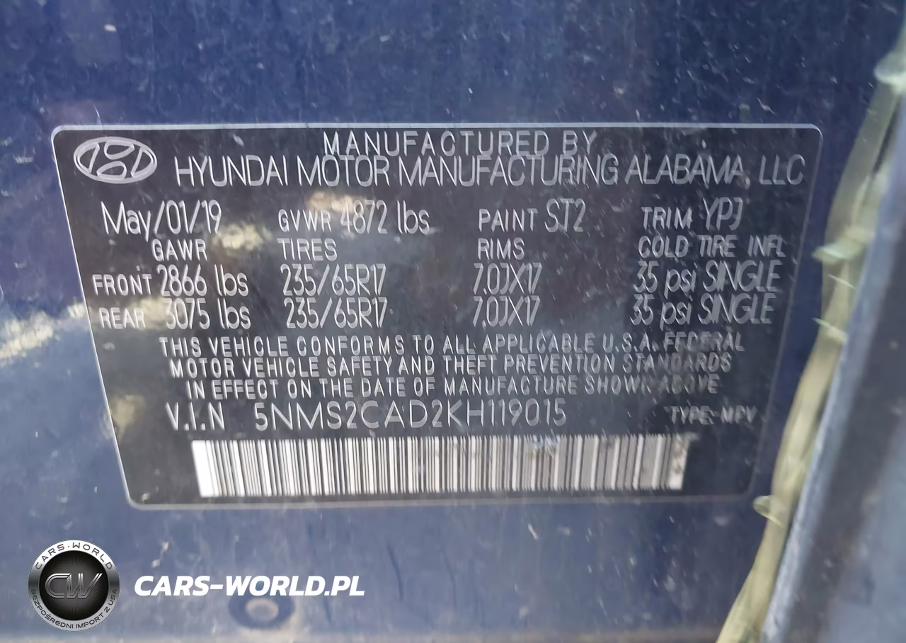 2019 Hyundai Santa Fe Se VIN:5NMS2CAD2KH119015 - 9