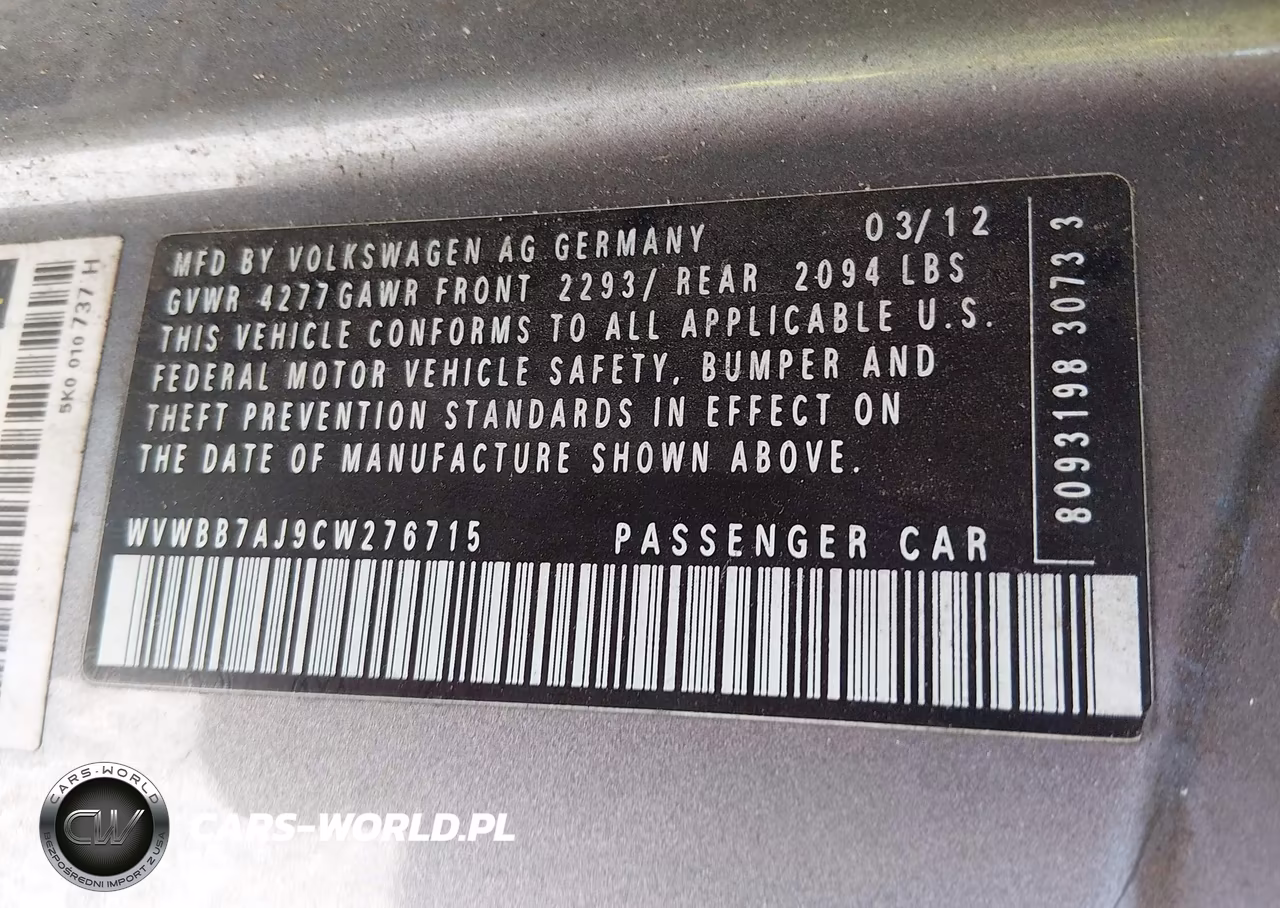 2012 Volkswagen Golf 2.5L 2-Door VIN:WVWBB7AJ9CW276715 - 9