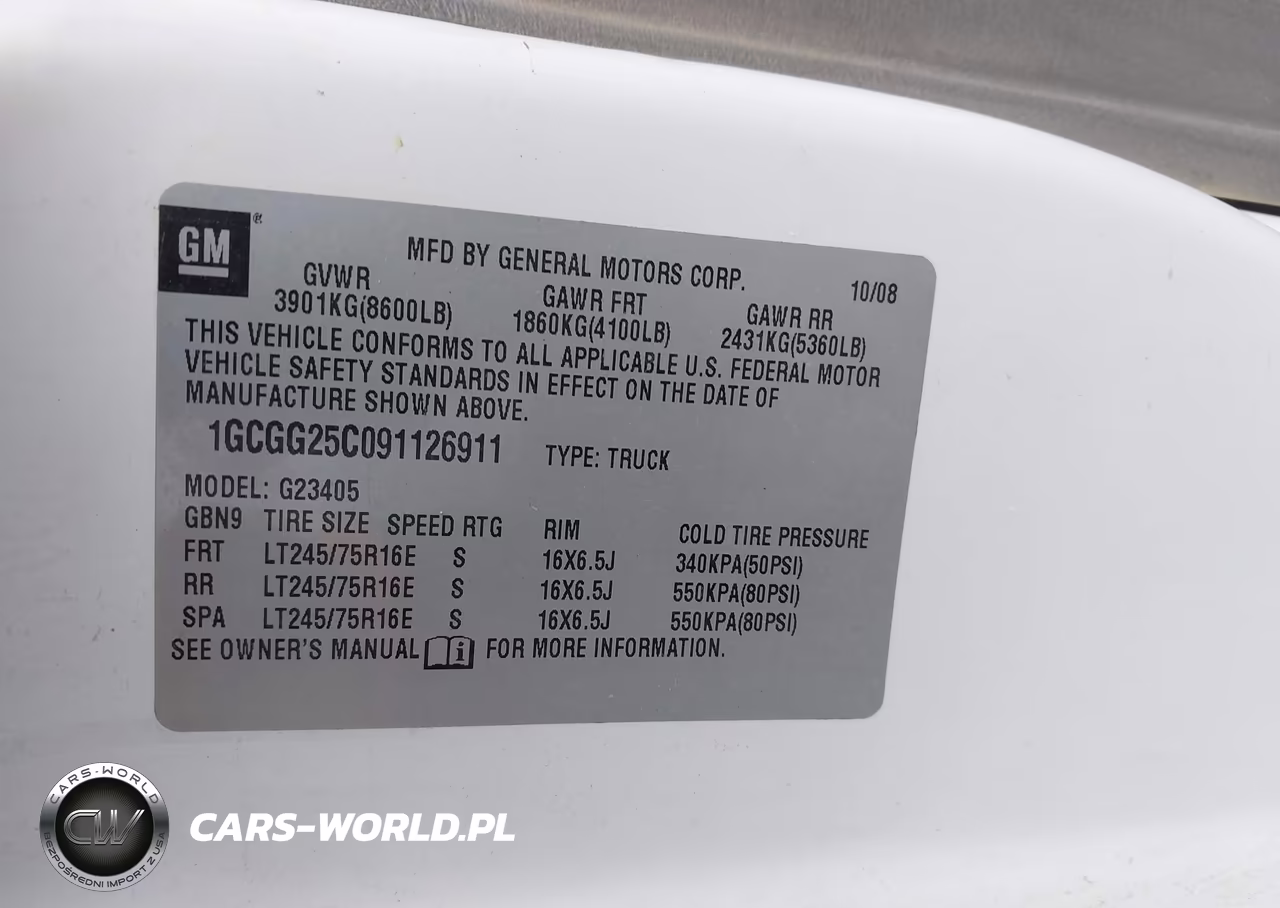 2009 Chevrolet Express Work Van VIN:1GCGG25C091126911 - 9