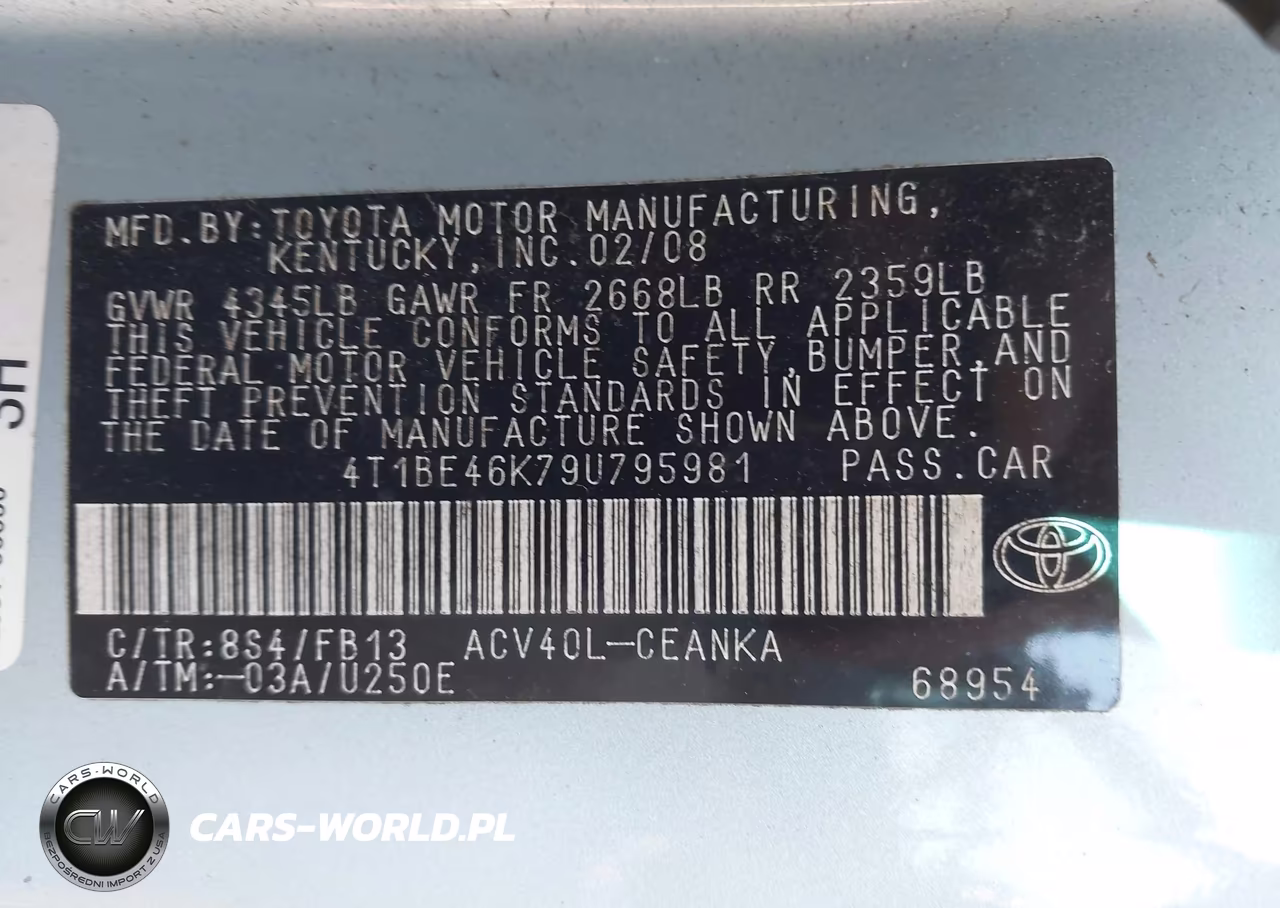 2009 Toyota Camry Le VIN:4T1BE46K79U795981 - 9