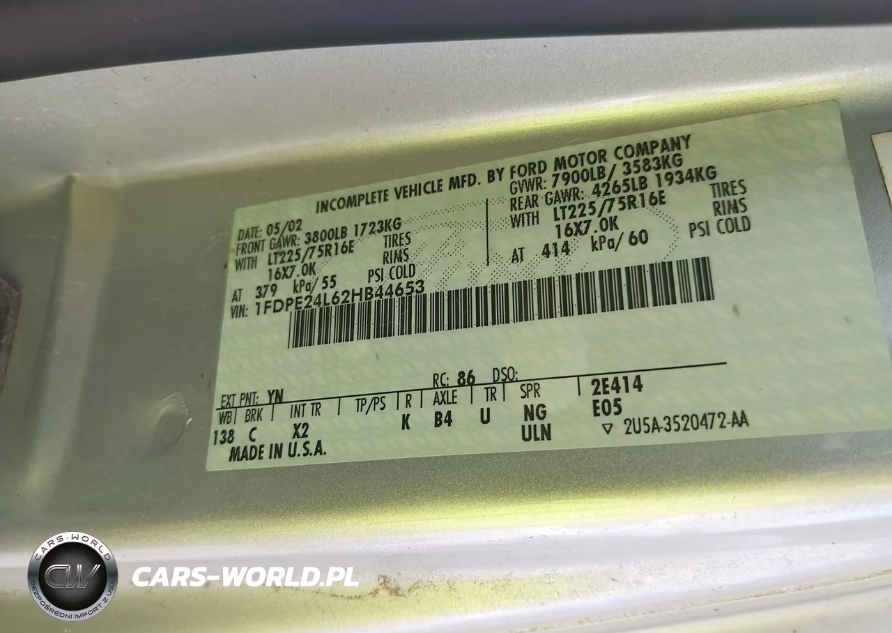 2002 Ford E-250 Commercial-Recreational VIN:1FDPE24L62HB44653 - 9